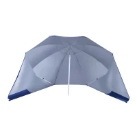 Outsunny Parasol para Playa 2 en 1 con 2 Paneles Laterales Toldo Portátil Anti-UV con Bolsa de Transporte Ø210x222cm Azul(m-11)