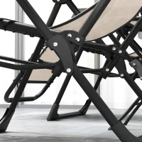 Outsunny Conjunto de 2 Espreguiçadeiras Jardim Dobráveis com Mesa Auxiliar Porta-Copos e Encosto Ajustável 90x65x110 cm Bege(m-9)