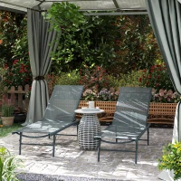 Outsunny Conjunto de 2 Espreguiçadeiras Jardim Dobráveis e Reclináveis em 5 Posições 164x54x84 cm Cinza Claro(m-2)
