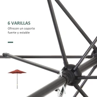 Outsunny Parasol de Terraza con Mástil de Aluminio Techo de Ventilación y Poste Desmontable Impermeable para Patio Rojo Vino(m-5)