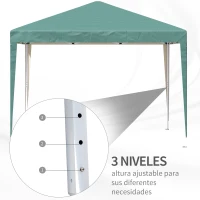 Outsunny Carpa Plegable 3x3 m con Bolsa de Transporte Altura Ajustable Anti-UV e Impermeable para Terraza Patio Playa Verde(m-6)