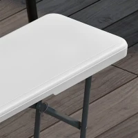 Outsunny Banco Exterior Plegable de 3 Plazas con Marco de Acero Carga 360 kg para Patio Terraza Balcón Camping 183x28x43cm Blanco(m-9)