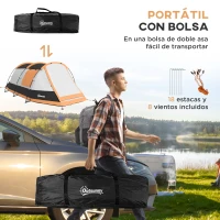 Outsunny Tienda de Campaña Plegable con 2 Habitaciones y Bolsa de Transporte Impermeable 370x220x130 cm Gris(m-7)