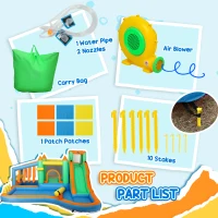 AIYAPLAY 8 in 1 Inflatable Bounce House with 680W Blower, Slide, 2 Pools, Basketball Hoop, Climbing Wall, Water Gun, Ring Toss(m-9)