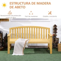 Outsunny Banco de Jardín de Madera de 2 Plazas con Respaldo y Reposabrazos para Terraza Patio Carga 240 kg 143x51x85 cm Natural(m-5)