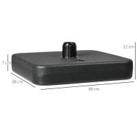 Outsunny Base de Sombrilla de Jardín Cuadrada Mástil Ø32-38 mm Rellenable de Arena 12 kg y Agua 9L 38x38x12 cm Negro(m-3)