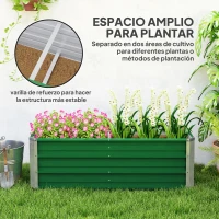 Outsunny Arriate de Jardín de Acero Incluye Guantes Huerto Urbano Jardinera Macetero Rectangular para Cultivos Plantas Flores para Terraza Balcón Exterior 125x47x40 cm Verde(m-4)