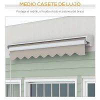 Outsunny Toldo Retráctil Eléctrico Manual 250x200 cm Toldo Portátil con Mando a Distancia Manivela Manual Marco de Aluminio Crema(m-5)