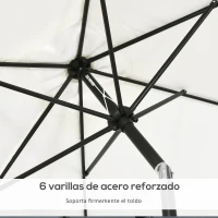 Outsunny Sombrilla de Aluminio 200x300x253 cm Parasol Rectangular de Jardín Inclinable con Manivela y Poste Desmontable Crema(m-7)