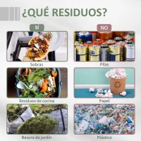 Outsunny Compostador de Tambor Giratorio con Capacidad 160 Litros de Doble Cámara y Ventilación Marco de Acero 71x65x96cm Gris(m-5)