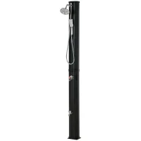 Outsunny Ducha Solar de Exterior de 35L con 2 Cabezales de Ducha Grifo y Agua Caliente 0-55℃ para Jardín 17,5x14,5x216 cm Negro(m-11)