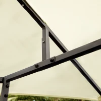 Outsunny Cenador de Jardín 3x3x2,6 m Pabellón de Exterior Gazebo con Marco de Acero y 8 Orificios de Drenaje Impermeable para Patio Crema(m-7)