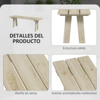 Outsunny Banco de Madera de 2 Plazas Carga 220 kg Banco de Exterior para Jardín Patio Terraza 130x38x45 cm Natural(m-5)