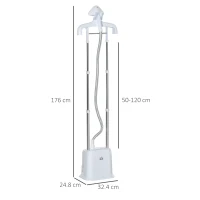 HOMCOM Upright Garment Clothes Steamer with 6 Steam Setting, 45s Fast Heat-up, 1.7L Water Tank and 45min Steamer, Wrinkle and Odour Remover, White(m-3)