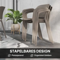 Outsunny Zestaw 4 Wodoodpornych Ogrodowych Krzeseł z Tworzywa, Składane z Podłokietnikami i Oparciem, Do 120 kg(m-5)