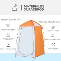 Outsunny Tienda de Ducha Camping Portátil UV25+ Tienda de Privacidad Tienda Instantánea para Baño Vestuario Cambiador Inodoro con Ventana Bolsillo y Bolsa de Transporte 123x121x198 cm Naranja(m-5)