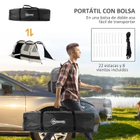Outsunny Tienda de Campaña con 2 Habitaciones 5 Puertas y Bolsa de Transporte Impermeable 460x230x180 cm Caqui(m-8)