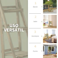 Outsunny Soporte para Plantas de Madera de 3 Niveles Estantería para Plantas Plegable Soporte para Macetas 60x37x93 cm Natural(m-7)