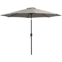 Outsunny Sombrilla de Jardín Ø295x250 cm con Manivela Parasol Exterior con Mecanismo de Inclinación y Poste Desmontable de Metal para Terraza Piscina Patio Gris Claro(m-11)