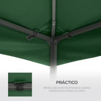 Outsunny Techo de Reemplazo 3x3 m para Carpa Pabellón Cubierta de Repuesto de Gazebo Pabellón con Techo Transpirable 8 Orificios de Drenaje Verde(m-4)