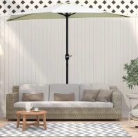 Outsunny Umbrelă Semicirculară de Perete cu Manivelă și 5 Spițe, 2.6x1.35x2.3 m, Bej(m-2)