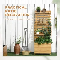 Outsunny Verhoogd Bed 63x39x160 cm Houten voor Terras en Tuin, Bruin(m-5)