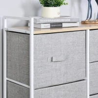 HOMCOM 5 Drawer Linen Basket Storage Unit Home Organisation w/ Shelf Handles Metal Frame Adjustable Feet Hallway Home Dresser Grey(m-11)