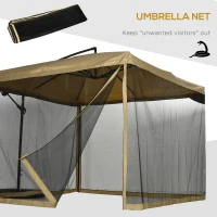 Outsunny parasol met muskietennet, inclusief Handslinger, ventilatieopening, 296 cm x 296 cm x 272 cm, wit+ zwart(m-8)