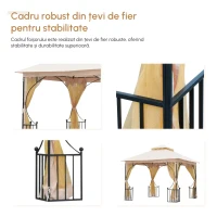 Outsunny pavilion de gradina cu acoperis dublu 3x3m, bej(m-5)