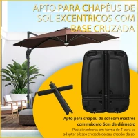 Outsunny Base de Chapéu de Sol com 2 Rodas Preenchível com Água 60kg Areia 68kg Misto 75kg Suporte de Chapéu de Sol para Jardim Pátio Terraço 80x60x15cm Preto(m-4)