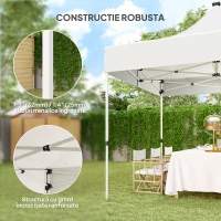 Outsunny Pavilion Pliabil cu Lumina LED, Geanta de Transport si inaltime Reglabila, 300x300x340 cm, Alb(m-5)