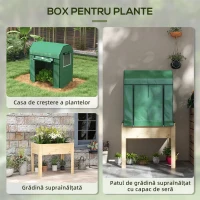 Outsunny Ghiveci Inaltat din Lemn cu Acoperis de Sera(m-6)
