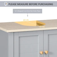 kleankin Under Sink Cabinet, Bathroom Vanity Unit, Pedestal Under Sink Design, Storage Cupboard with Adjustable Shelf, Grey(m-3)