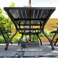 Outsunny Set pentru Grădină din 7 Piese, cu 6 Scaune Pliabile și Masă cu Orificiu pentru Umbrelă, 150x90x71 cm, Gri(m-6)