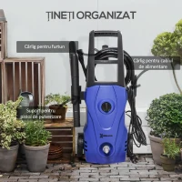 DURHAND Aparat de Spălat cu Presiune Înaltă, Duză Reglabilă și Kit de Curățare, 23.5x27x68 cm, Albastru(m-7)