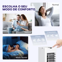 HOMCOM Climatizador  3 em 1 Portátil 60W com 3 Velocidades Temporizador até 12H Depósito de 3,8 L Oscilação de 60º 24x21,5x59 cm Branco(m-5)