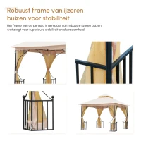 Outsunny Partytent in de tuin partytent paviljoen tuintent feesttent dubbel dak 3 x 3 m(m-5)