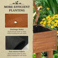 Outsunny Buitenzonnig verhoogd bed met traliewerk bloembak met plank, wielen voor balkonhout(m-6)