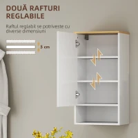 HOMCOM Dulap pentru Baie cu Rafturi Ajustabile și Compartiment Deschis, 40x27x77 cm, Alb(m-5)