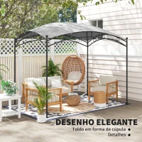 Outsunny Pérgola para Jardim 3x2 m Pérgola de Exterior com Toldo em Forma de Cúpula Elegante e Estrutura Metálica Impermeável Cinzento(m-5)