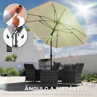 Outsunny Chapéu de Sol de Exterior 233x233 cm Chapéu de Sol de Jardim com Ângulo Ajustável Impermeável Creme(m-4)