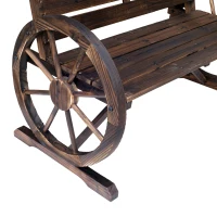 Outsunny Banco de madeira ao ar livre com apoio de braços em forma de roda Vista envelhecida para varanda Terraço 105,5x56x75 cm Marrom rústico(m-9)