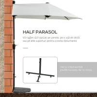 Outsunny Umbrelă Semicirculară Dublă de Perete cu Deschidere cu Manivelă și Suport în Cruce, 200x190x240 cm, Crem(m-4)