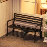 Outsunny Tuinbank Metaal 2-Zits voor Tuin en Terras, zwart(m-9)