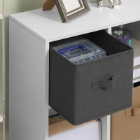 HOMCOM Freestanding 4 Cube Unit Cabinet Unit w/ 3 Fabric Drawers Handles Home Office Storage Shelves(m-7)