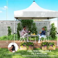 Outsunny Pavilion Pliabil cu Lumina LED, Geanta de Transport si inaltime Reglabila, 300x300x340 cm, Alb(m-8)