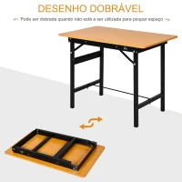 HOMCOM Bancada de Trabalho Dobrável Mesa de Trabalho Dobrável com Régua Transferidor 100x60x75,5 cm Madeira e Preto(m-4)