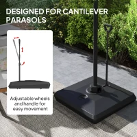 Outsunny Baza pentru Umbrela de Soare cu Sistem de Umplere, Roti Ajustabile si Maner Reglabil, 95x95x117 cm, Negru(m-4)