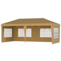 Outsunny 3 x 6m Pop-Up Gazebo, with Removable Walls -  Khaki(m-11)