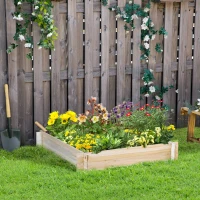Outsunny Caixa de Plantio de Madeira Quadrada de Chão Horta Vertical para Cultivos de Plantas Flores Ervas Terraço 100x100x16cm Madeira Natural(m-2)